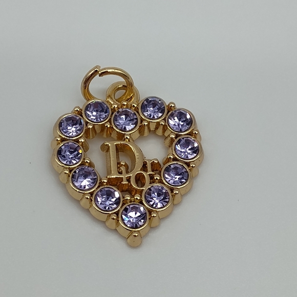 Dior Jewelry - DIOR Gold Heart Logo Pendant Lavender Crystal Galliano Era Y2K Vintage